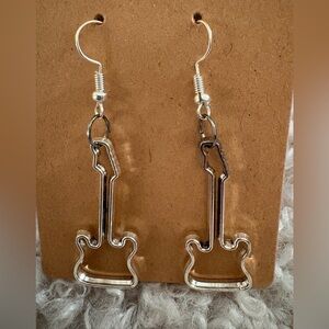 Silver Guitar Earrings